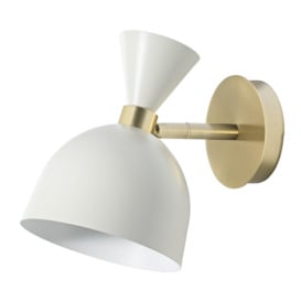 Modern Soft Cream and Brushed Gold Wall Lamp Fitting with Adjustable Spot Shade - thumbnail 1