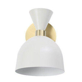 Modern Soft Cream and Brushed Gold Wall Lamp Fitting with Adjustable Spot Shade - thumbnail 2