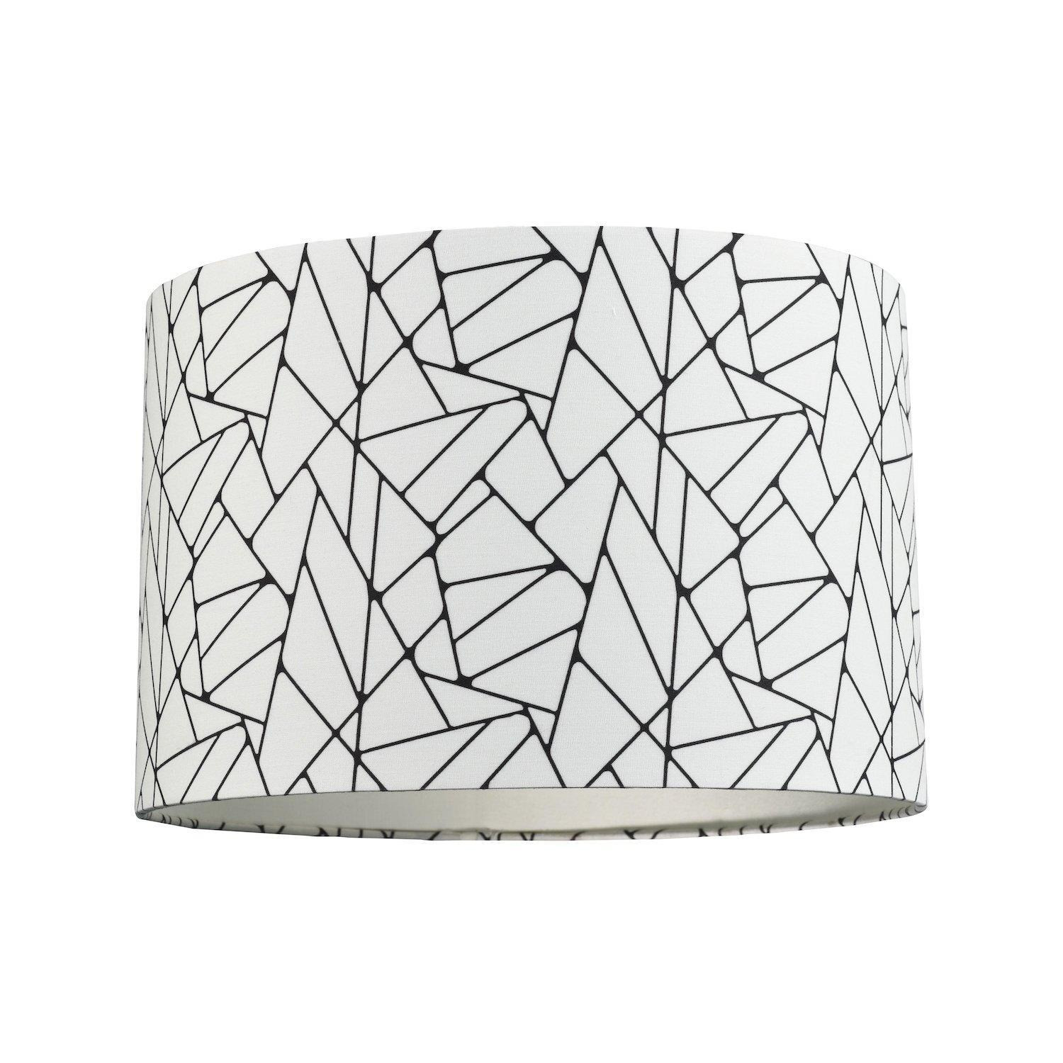 Off-White and Black Geometric Drum Lamp Shade with Inner Cotton Fabric Lining - image 1