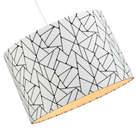 Off-White and Black Geometric Drum Lamp Shade with Inner Cotton Fabric Lining - thumbnail 3