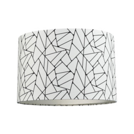 Off-White and Black Geometric Drum Lamp Shade with Inner Cotton Fabric Lining - thumbnail 1