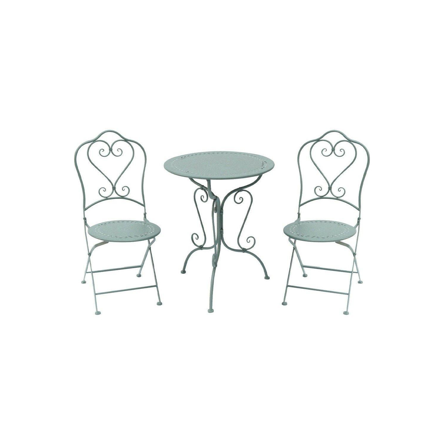 Metal Bistro 3 Piece Set Garden Patio Furniture Duck Egg Blue