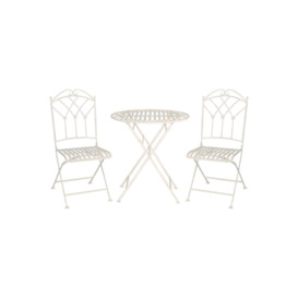 Metal Bistro 3 Piece Set Garden Patio Furniture Antique White