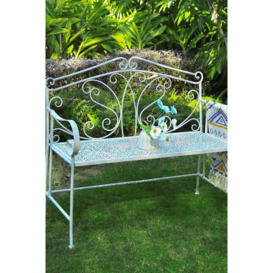 Metal Garden Bench Patio Furniture Seat Foldable Antique White - thumbnail 2