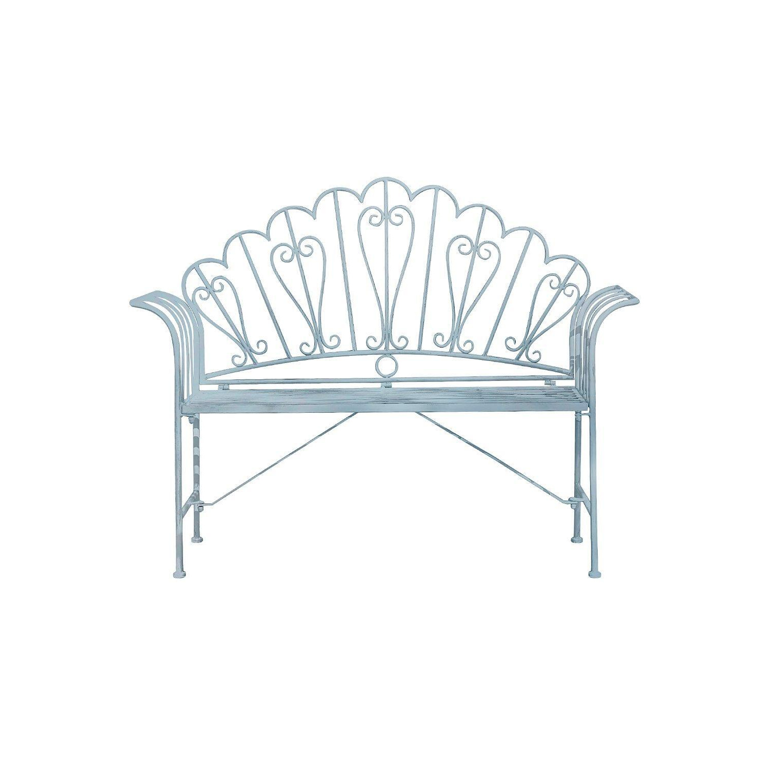 Metal Garden Bench Seat Patio Furniture Foldable Antique Blue - image 1