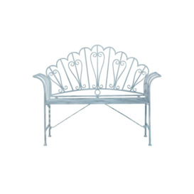 Metal Garden Bench Seat Patio Furniture Foldable Antique Blue - thumbnail 1