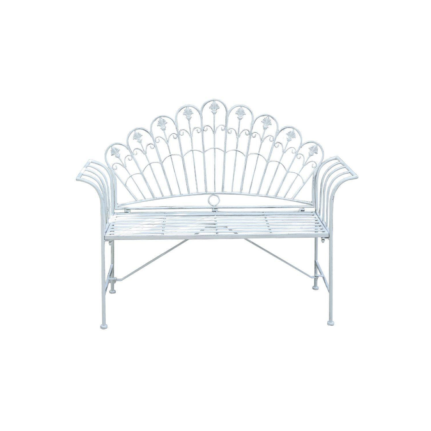 Metal Garden Bench Patio Furniture Seat Foldable Antique Grey - image 1