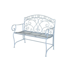 Metal Garden Bench Patio Furniture Seat Foldable Antique Blue - thumbnail 1