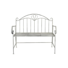 Metal Garden Bench Patio Furniture Seat Foldable Antique Grey - thumbnail 1