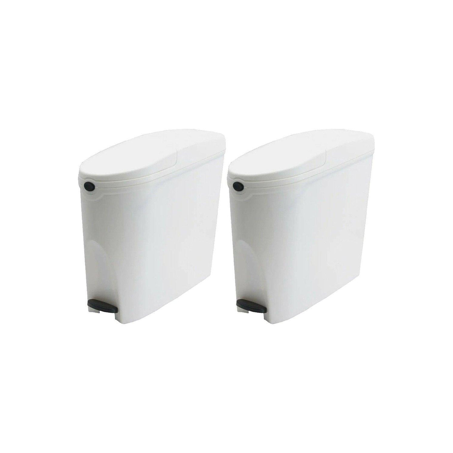 White  Pedal Operated Toilet Sanitary Bin 2 x 20 Litre Capacity - image 1