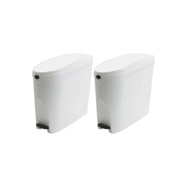 White  Pedal Operated Toilet Sanitary Bin 2 x 20 Litre Capacity - thumbnail 1