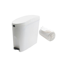 White Pedal Operated Toilet Sanitary Bin 20L Capacity & 50 Bin Liners
