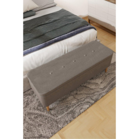 Grey Linen Ottoman Storage Bench With Solid Wooden Legs - thumbnail 3
