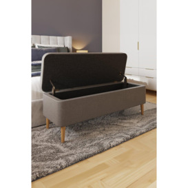 Grey Linen Ottoman Storage Bench With Solid Wooden Legs - thumbnail 2