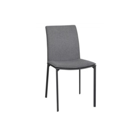 Pair Of Charcoal Fabric Dining Chairs With Black Metal Legs