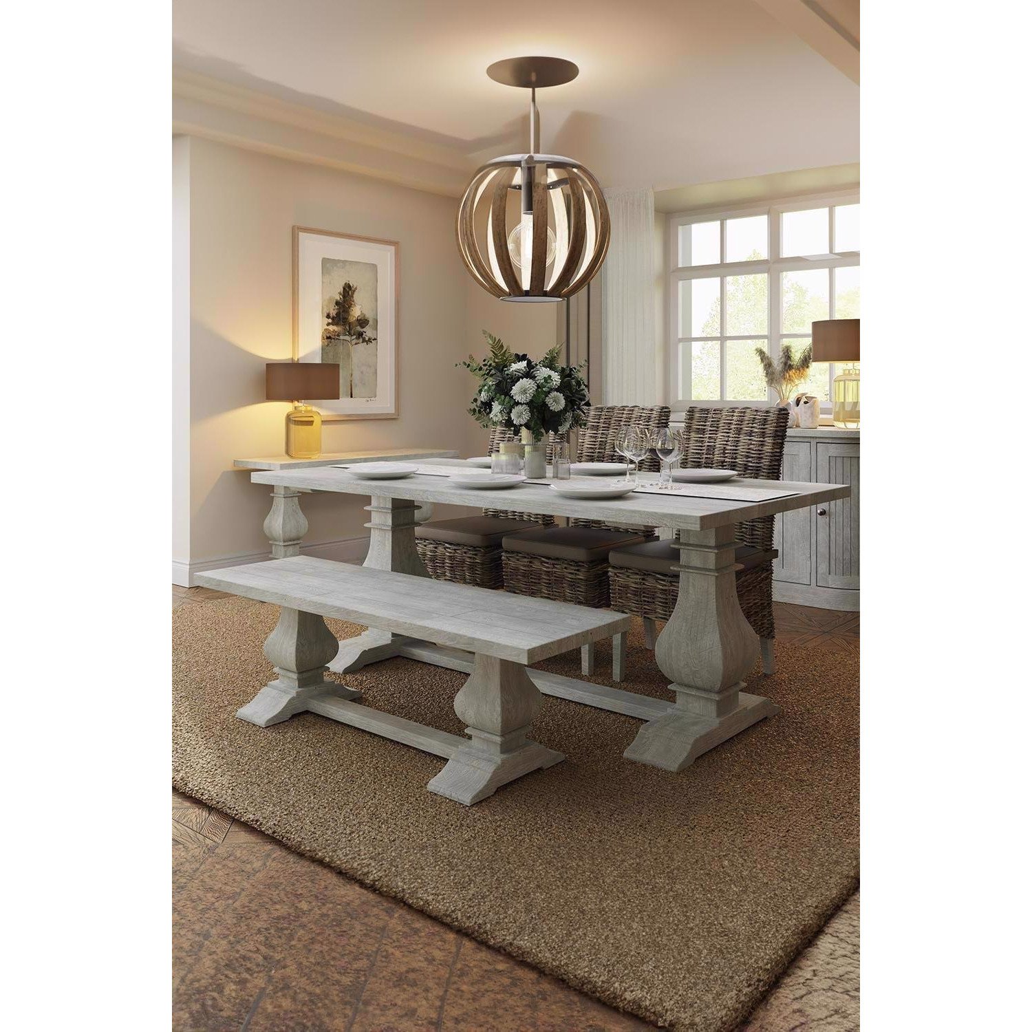 Solid Pine 2M Dining Table Reclaimed Limewashed - image 1