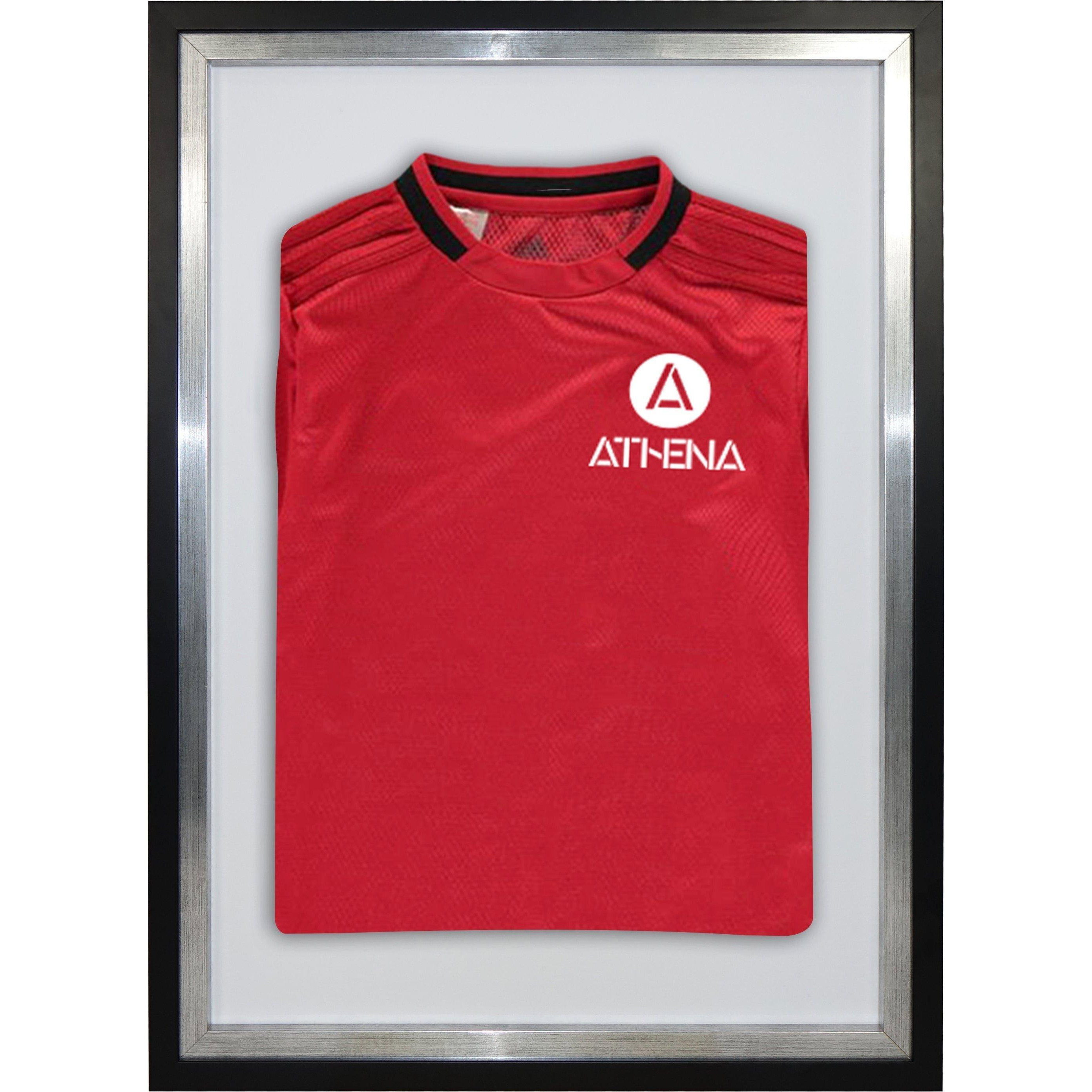 Athena Standard Mounted Sports Shirt Display Frame with Black Frame and Platinum Inner Frame 50 x 70cm