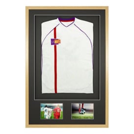 3D + Double Aperture Mounted Sports Shirt Display Frame with Oak Frame and Black Mount 61 x 91.5cm