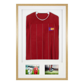 3D + Double Aperture Mounted Sports Shirt Display Frame with Oak Frame and White Mount 61 x 91.5cm