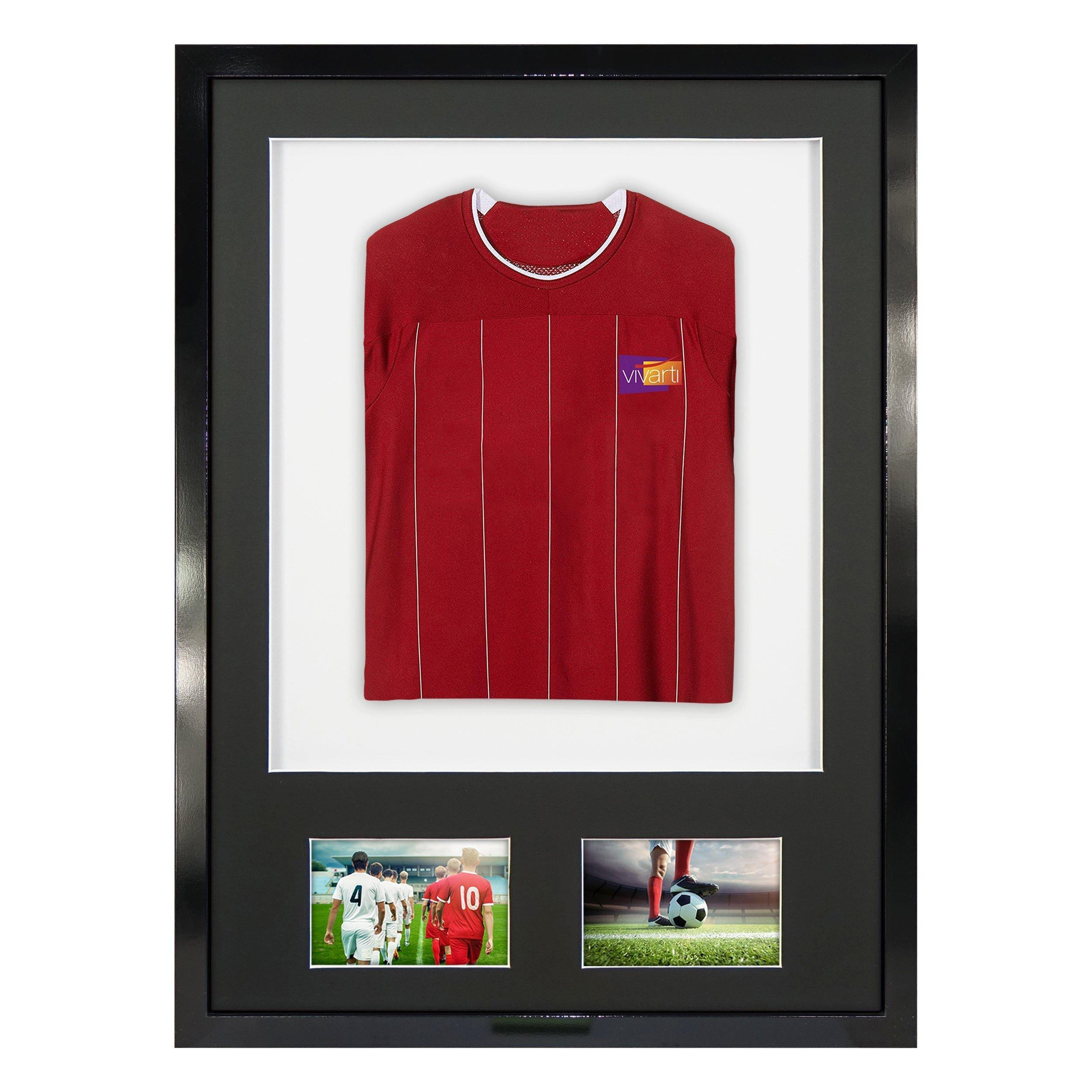 3D + Double Aperture Mounted Sports Shirt Display Frame with Gloss Black Frame and Black Mount 50 x 70cm - image 1