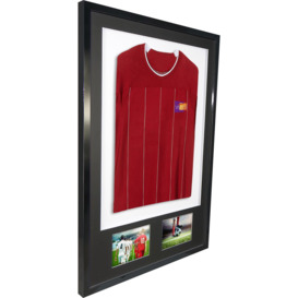 3D + Double Aperture Mounted Sports Shirt Display Frame with Gloss Black Frame and Black Mount 50 x 70cm - thumbnail 3