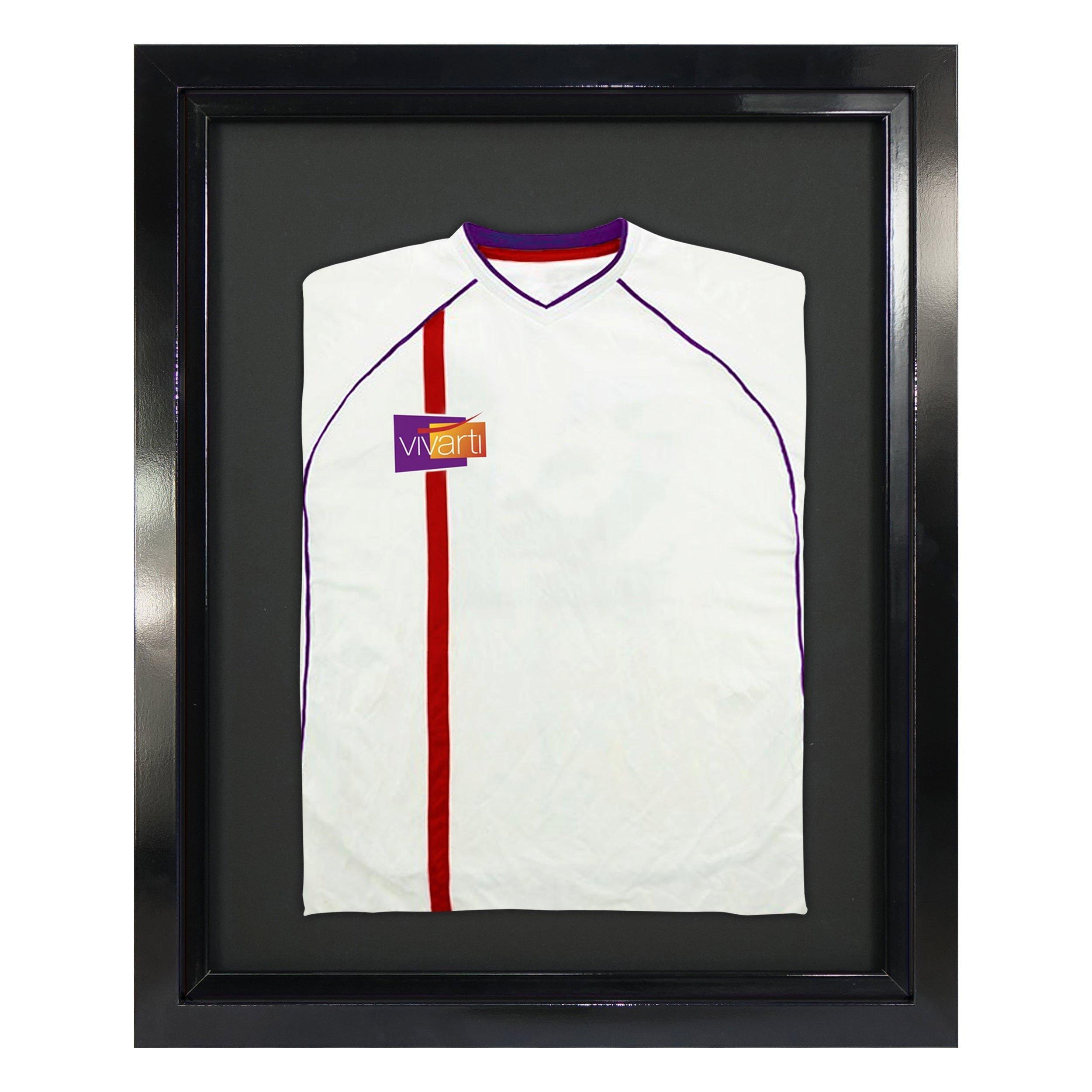 Standard Mounted Sports Shirt Display Frame with Gloss Black Frame and Black Inner Frame 40 x 50cm - image 1
