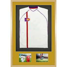 3D + Double Aperture Mounted Sports Shirt Display Frame with Oak Frame and Gold Mount 59.4 x 84cm