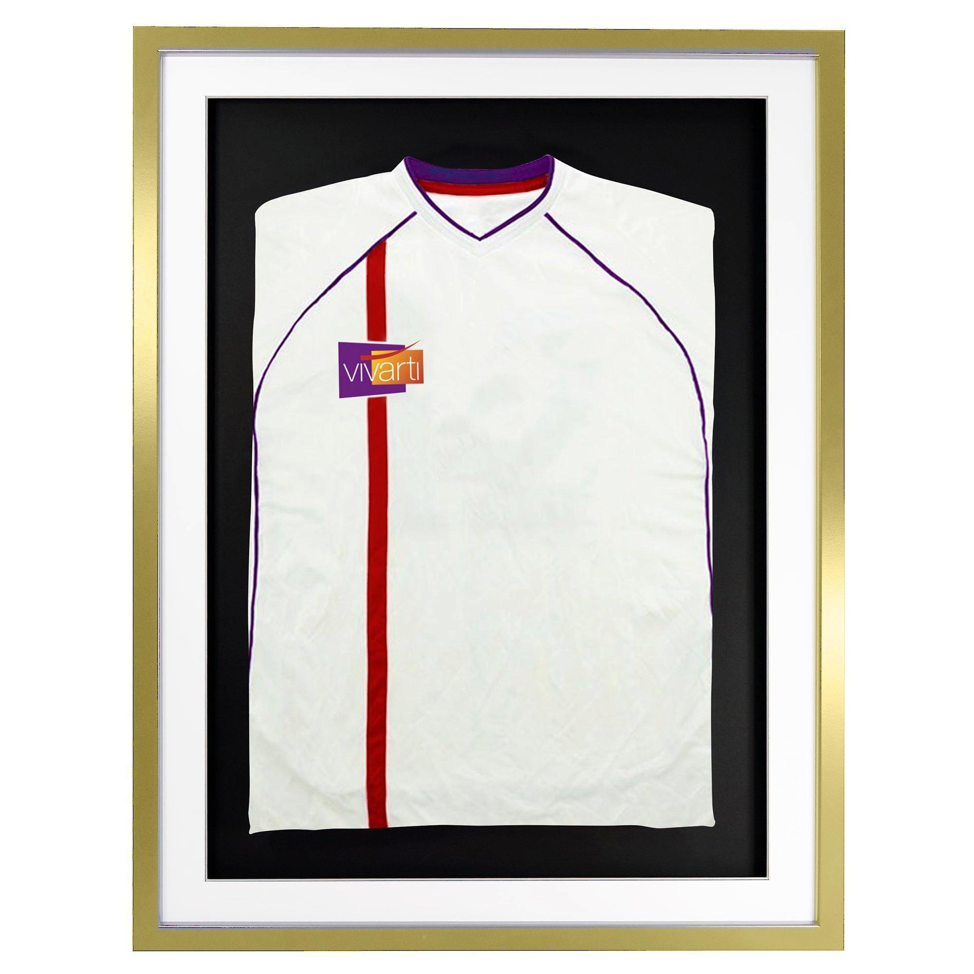 3D Mounted Sports Shirt Display Frame with Gold  Frame and White Mount 60 x 80cm - image 1