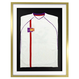 3D Mounted Sports Shirt Display Frame with Gold  Frame and White Mount 60 x 80cm - thumbnail 1