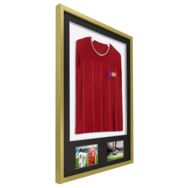 3D + Double Aperture Mounted Sports Shirt Display Frame with Gold  Frame and Black Mount 59.4 x 84cm - thumbnail 3