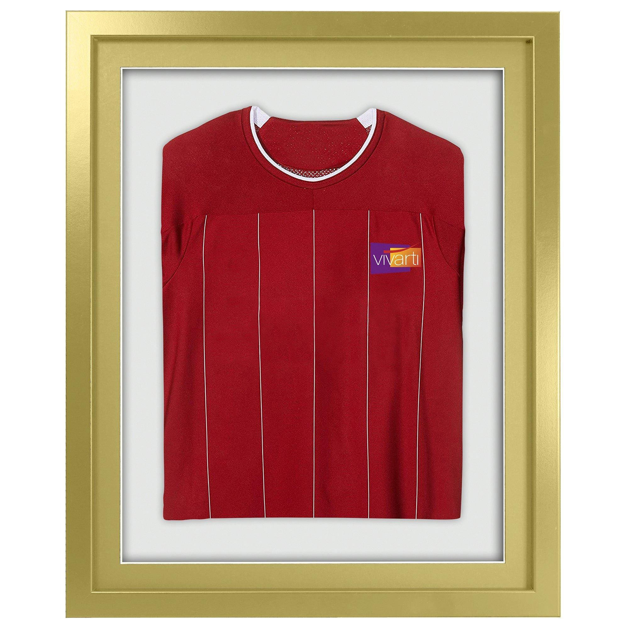3D Mounted Sports Shirt Display Frame with Gold  Frame and Gold Mount  40 x 50cm - image 1