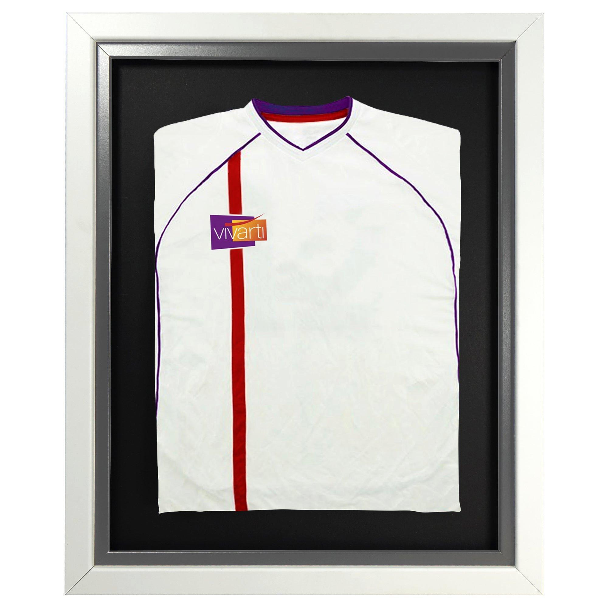 Infant Standard Mounted Sports Shirt Display Frame with White Frame and Silver Inner Frame 40 x 50cm - image 1