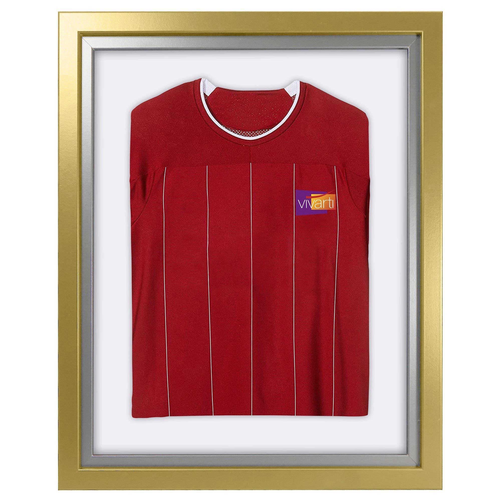 Infant Standard Mounted Sports Shirt Display Frame with Gold Frame and Silver Inner Frame 40 x 50cm - image 1