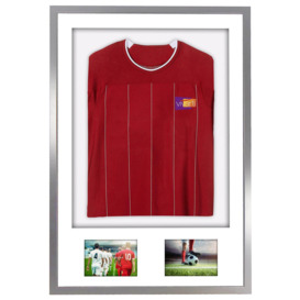 3D + Double Aperture Mounted Sports Shirt Display Frame with Silver Frame and White Mount 50 x 70cm - thumbnail 1