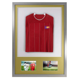 3D + Double Aperture Mounted Sports Shirt Display Frame with Silver Frame and Gold Mount 50 x 70cm