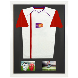 Adult Tapered Sleeve 3D Mounted + Double Aperture Sports Shirt Display Frame with Gloss White Frame and White Inner Frame 61 x 91.5cm