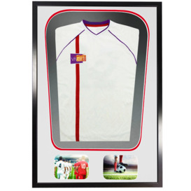 Adult Tapered 3D Double Mounted + Double Aperture Sports Shirt Display Frame with Black Frame and White/Red Mount 61 x 91.5cm