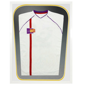 Junior Tapered 3D Double Mounted Sports Shirt Display Frame with White Frame and White/Gold Mount 50 x 70cm