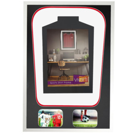 Infant Tapered 3D Double Mounted + Double Aperture Sports Shirt Display Frame with White Frame and Black/Red Mount 50 x 70cm - thumbnail 3