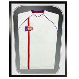 Junior Tapered 3D Double Mounted Sports Shirt Display Frame with Gloss Black Frame and White/Silver Mount 50 x 70cm