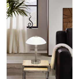 Table Lamp Colour Satin Nickel Shade White With Decor Satin Glass Bulb E14 1x60W - thumbnail 3