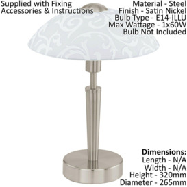 Table Lamp Colour Satin Nickel Shade White With Decor Satin Glass Bulb E14 1x60W - thumbnail 2