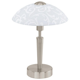 Table Lamp Colour Satin Nickel Shade White With Decor Satin Glass Bulb E14 1x60W - thumbnail 1