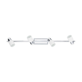 Wall Light Colour 4 Spots Chrome Plated & White Steel Bulb GU10 4x5W Included