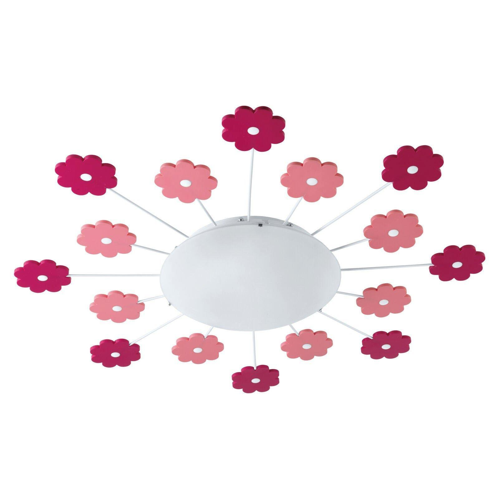 Wall Flush Ceiling Light Colour Pink Shade White Satin Glass Bulb E27 1x60W - image 1