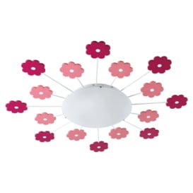 Wall Flush Ceiling Light Colour Pink Shade White Satin Glass Bulb E27 1x60W - thumbnail 1