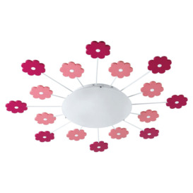 Wall Flush Ceiling Light Colour Pink Shade White Satin Glass Bulb E27 1x60W