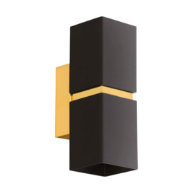 Wall Light Colour Gold Plated Steel Black Square Shape Shade Bulb GU10 2x3.3W