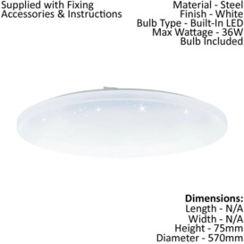 Wall Flush Ceiling Light White Shade White Plastic With Crystal Effect LED 36W - thumbnail 2