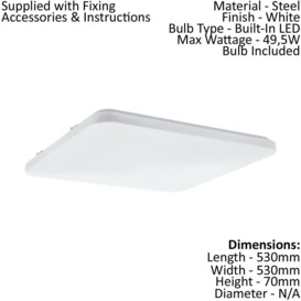 Wall Flush Ceiling Light Colour White Shade White Plastic Bulb LED 49.5W - thumbnail 2